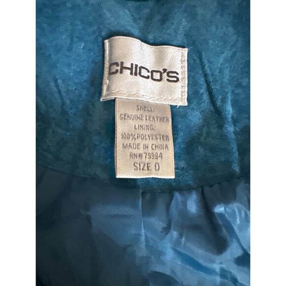 MSRP $199.50 NWOT Chico’s Suede Leather Shacket Aqua Blue Size S | QUICK SHIP - Picture 7 of 9